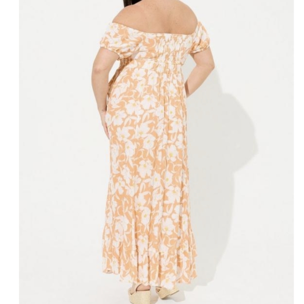 Maxi Gauze Off Shoulder Tie Front Dress - Picture 2 of 9